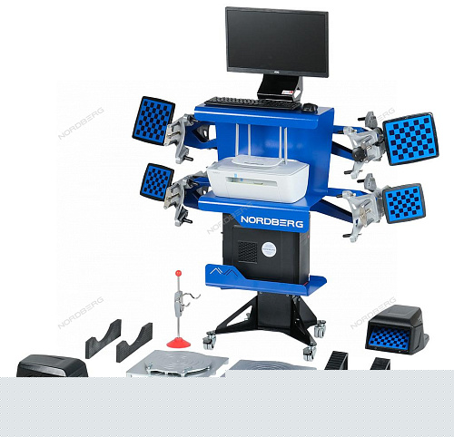 Стенд сход-развал 3D модель настенный, без колонны, с поворотным механизмом, синий