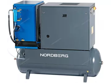 Компрессор винтовой, 15 кВт, 2250 л/мин, 10 бар, ресивер 500 л, осушитель