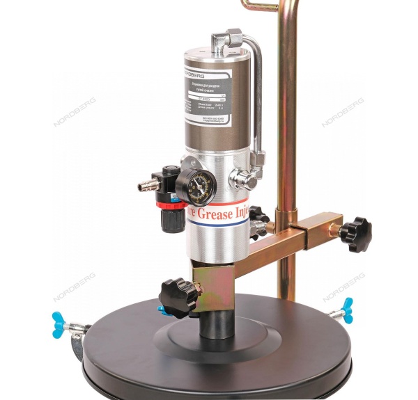 Установка пневматическая для раздачи густой смазки из бочек 20-60 л, с тележкой