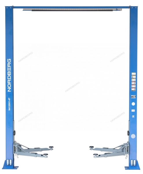 Подъемник двухстоечный 4 т, верхняя синхронизация, H=3,6 м, 380 В, синий