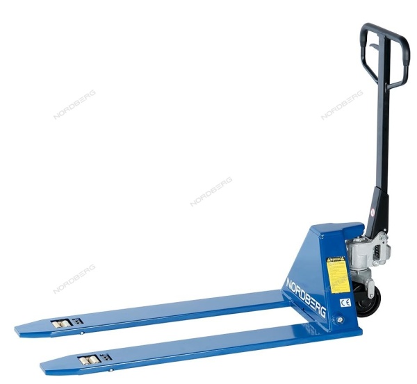 Тележка складская гидравлическая с низким подхватом 1 т, с ПУ колесами