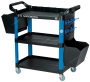 Тележка инструментальная, 3 пластиковые полки, синяя