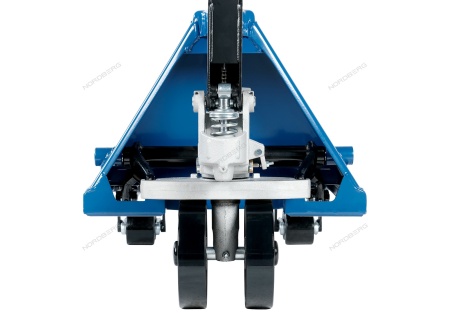 Тележка складская гидравлическая короткая 2,5 т, усиленная, с ПУ колесами