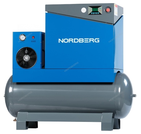 Компрессор винтовой, 7,5 кВт, 10 бар, 900 л/мин, ресивер 350 л, осушитель