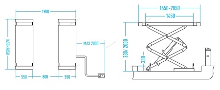 Подъемник ножничный 3,5т, с встроенными адаптерами для SUV авто, 380В (синий) (ст.арт. N631-3,5 )