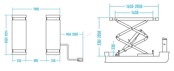 Подъемник ножничный 3,5т, с встроенными адаптерами для SUV авто, 220В (серый)