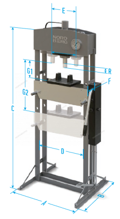 Пресс гидравлический, 12 т, разборная рама
