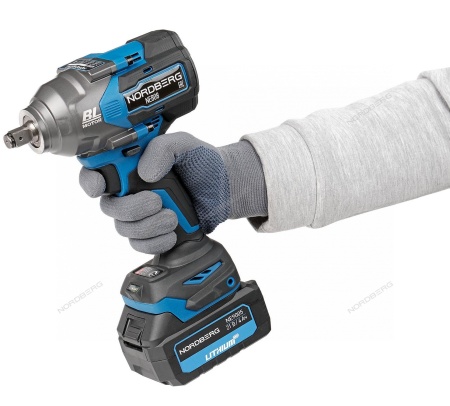 Гайковерт аккумуляторный, 1/2", 20 В, 1000 Нм, 2 аккумулятора 4A и зарядное устройство, в кейсе