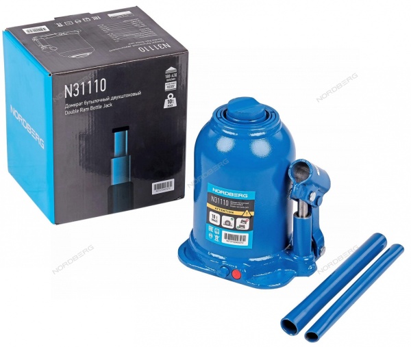 Домкрат бутылочный двухштоковый, 10 т