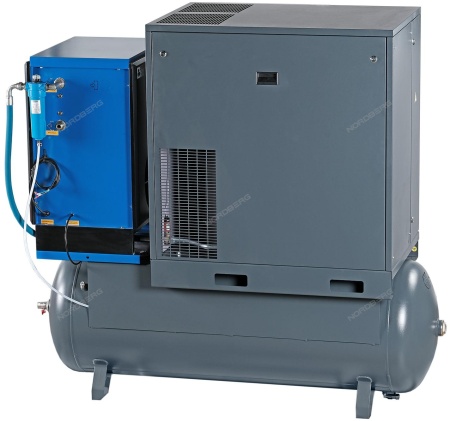 Компрессор винтовой, 15 кВт, 2100 л/мин, 10 бар, ресивер 500 л, осушитель