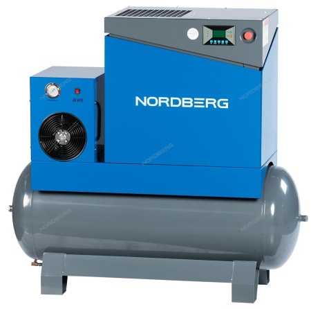 Компрессор винтовой, 7,5 кВт, 10 бар, 900 л/мин, ресивер 350 л, осушитель