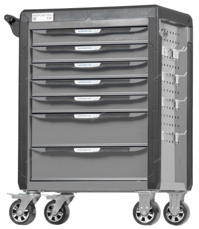 Тележка инструментальная, 7 выдвижных ящиков, с системой защиты от опрокидывания, серая