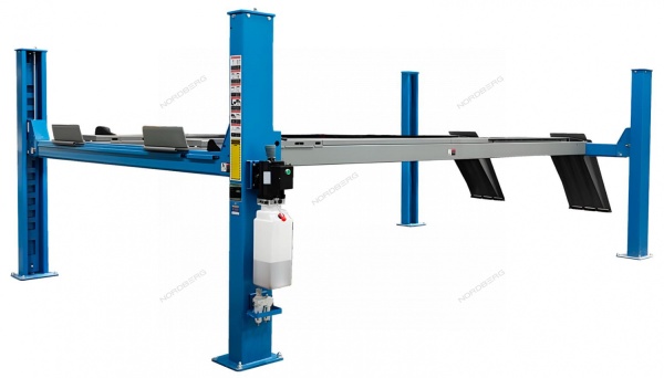 Подъемник четырехстоечный 6,5 т, с пневмогидравлической траверсой N433BA, для сход-развала, синий