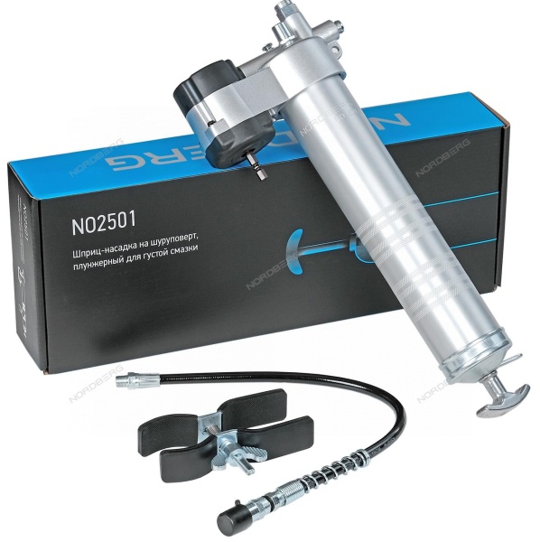 Шприц-насадка на шуруповерт, плунжерный для густой смазки, 400 мл