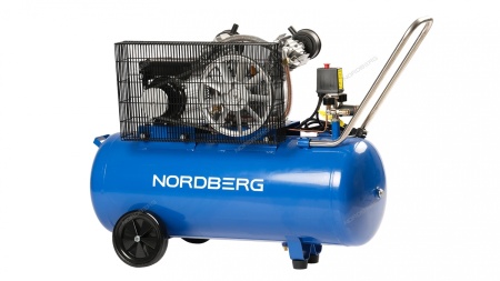 Компрессор двухпоршневой, ременной, чугунная головка, 220 В, ресивер 100 л, 320 л/мин