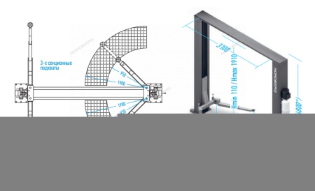 Подъемник 380V 2х стоечный 6т с верхней синхронизацией (серый)