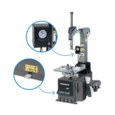 Станок шиномонтажный 380V автомат, 2х скор, стол с накладками, серый