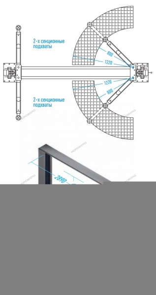 Подъемник двухстоечный 4 т, верхняя синхронизация, с электростопорами, H=3,6 м, 380 В, серый