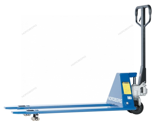 Тележка складская гидравлическая с низким подхватом 1 т, с ПУ колесами