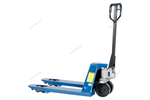 Тележка складская гидравлическая короткая 2,5 т, усиленная, с ПУ колесами