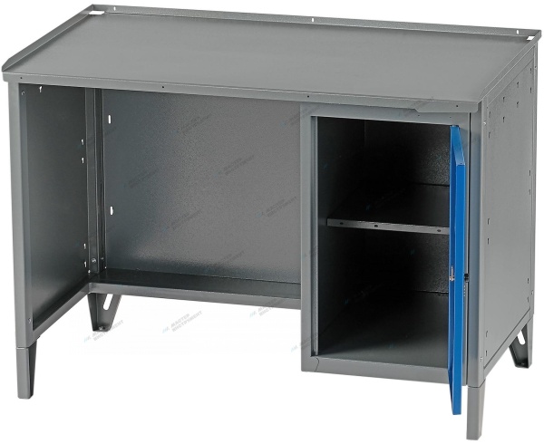 Верстак слесарный однотумбовый, 1 синяя створка (RAL 7012/5005)