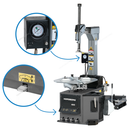 Станок шиномонтажный 380V автомат, 2х скоростн, зажимы 16-30", подкачка педалью (серый)