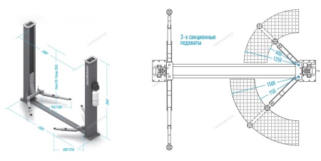 Подъемник 380V 2х стоечный 4,5т (синий)