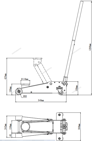Домкрат подкатной 2,5 тонн