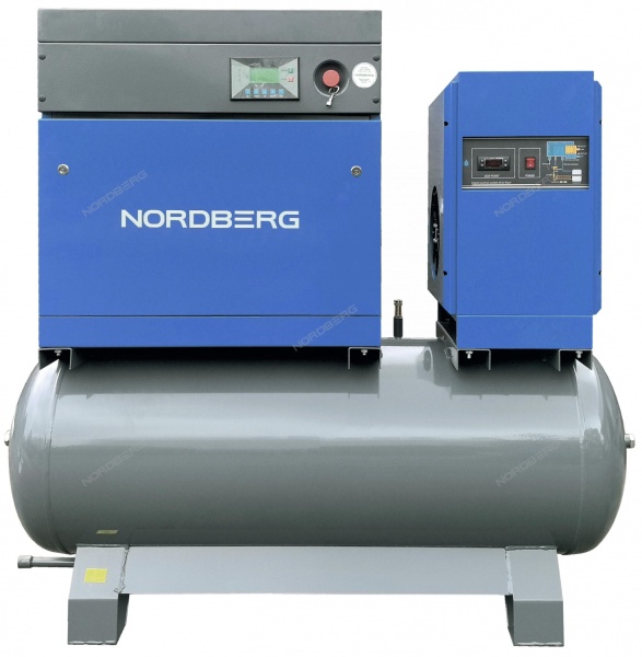 Компрессор винтовой, 7,5 кВт, 10 бар, 960 л/мин, ресивер 350 л, осушитель