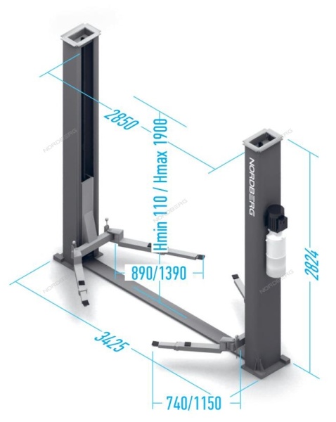 Подъемник 2-стоечный 4 т, 220 В