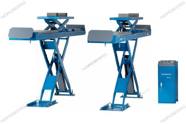 Подъемник ножничный для сход-развала 4,5 т, 380 В, 2 уровня, аварийное опускание, синий