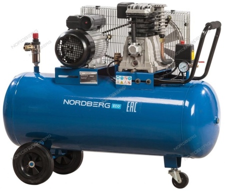 Компрессор поршневой с ременной передачей 220 В, ресивер 100 л, 400 л/мин