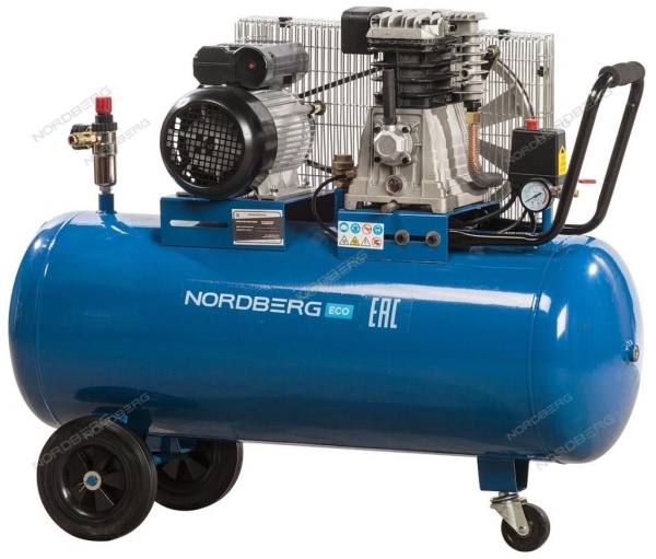 Компрессор поршневой с ременной передачей 220 В, ресивер 100 л, 400 л/мин