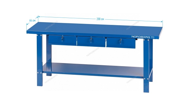Верстак слесарный, 3 подвесных ящика