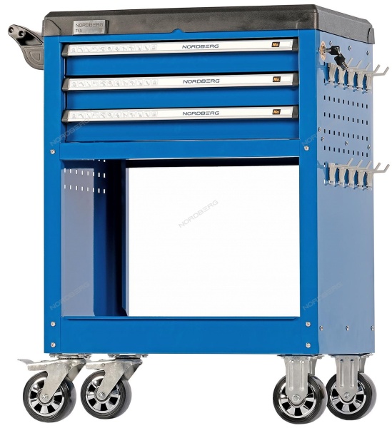 Тележка инструментальная, 3 выдвижных ящика, открытый отсек