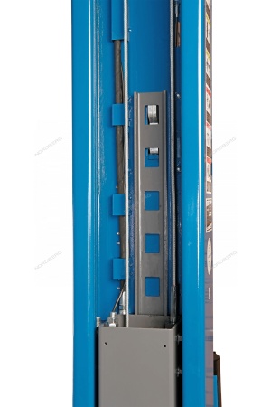 Подъемник двухстоечный 4 т, верхняя синхронизация, снятие со стопоров с одной колонны, 380 В, синий