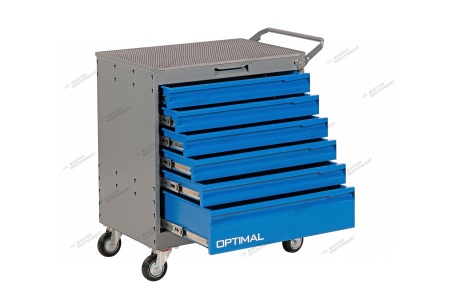 Тележка инструментальная, 6 выдвижных синих ящиков (RAL 7012/5005)