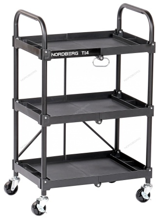 Тележка инструментальная, 3 пластиковые полки, складная