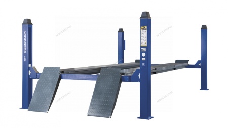 Подъемник четырехстоечный 5 т, без траверсы, для сход-развала, механическое снятие, синий