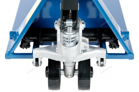 Тележка складская гидравлическая с низким подхватом 1 т, с ПУ колесами