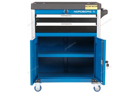 Тележка инструментальная, 2 выдвижных ящика, 2 полки с дверцами