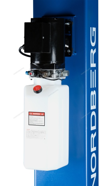 Подъемник двухстоечный 4 т, верхняя синхронизация, с электростопорами, H=3,6 м, 380 В, синий