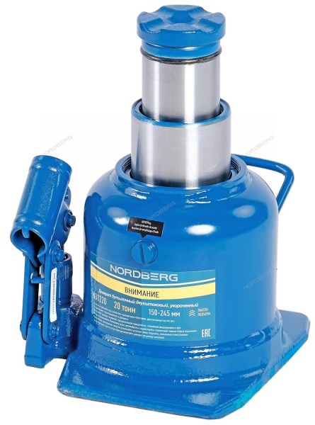 Домкрат бутылочный двухштоковый, укороченный, 20 т