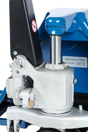 Тележка складская гидравлическая с низким подхватом 1 т, с ПУ колесами