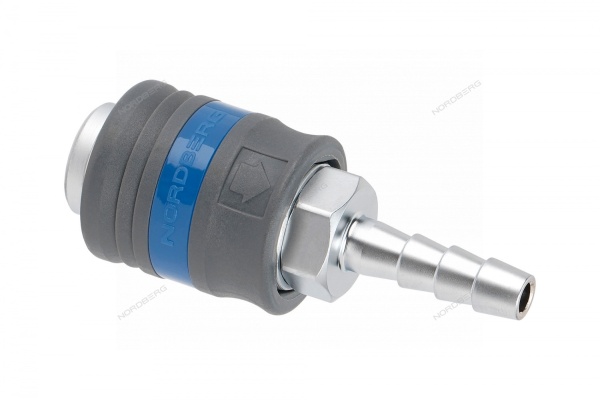 Разъем "мама" быстросъемный - елочка диам. 8 мм, с пластиковой муфтой