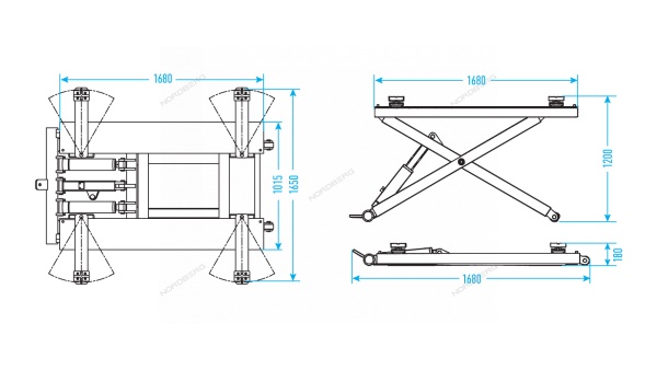 Подъемник ножничный мобильный, 3 т, 220 В