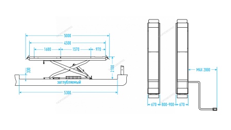 Подъемник ножничный для сход-развала 4,5 т, 380 В, синий