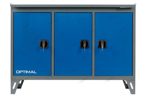 Верстак слесарный трехтумбовый, 3 синие створки (RAL 7012/5005)