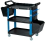 Тележка инструментальная, 3 пластиковые полки, синяя