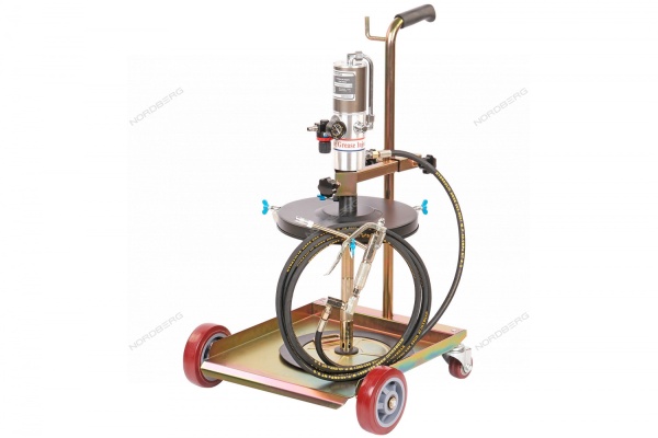 Установка пневматическая для раздачи густой смазки из бочек 20-60 л, с тележкой